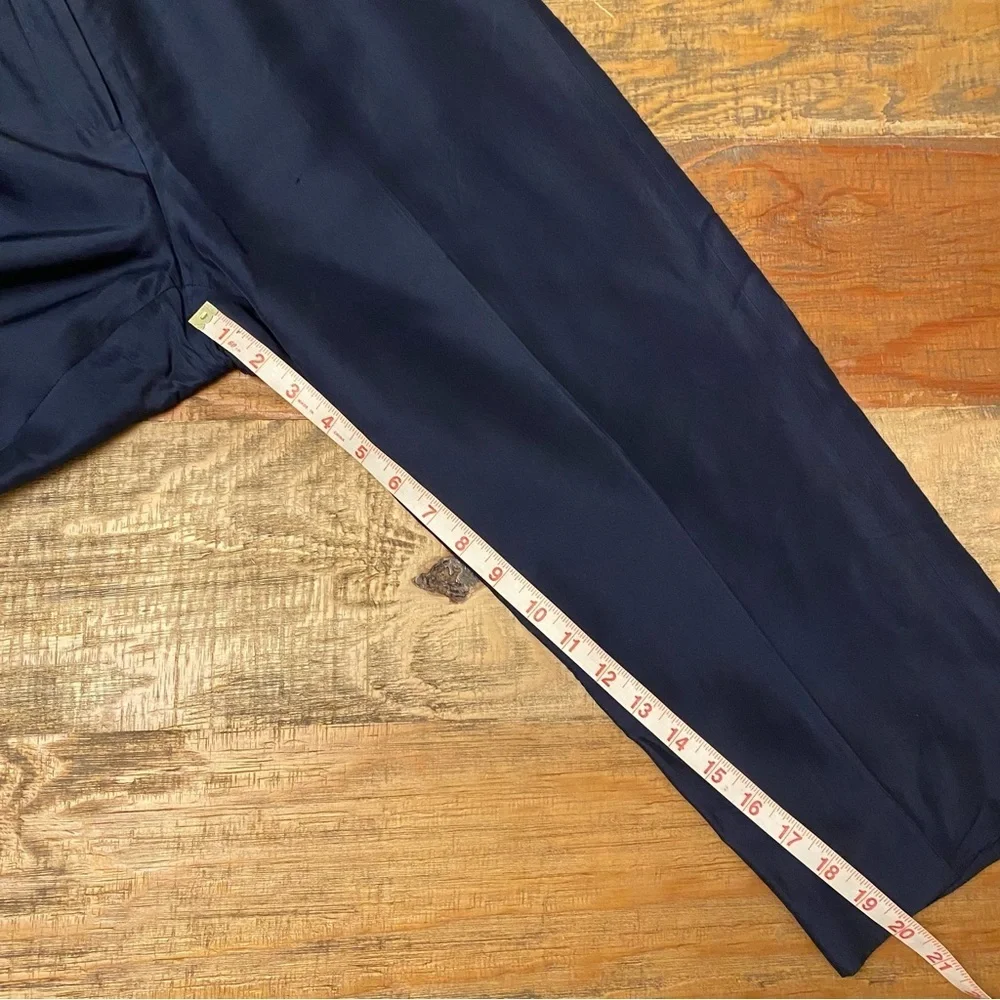 Lauren Ralph Lauren Silk Pants Navy Dress  Size 8 Petite